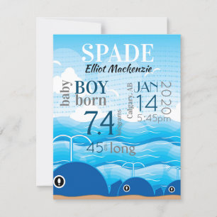 Baby Boy Birth Stats Ankündigung Blue Whales Card