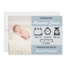 Baby Boy Birth Stats Blue Ankündigung