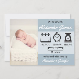 Baby Boy Birth Stats Blue Ankündigung