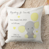 Baby Boy Birth Stats Yellow Gray Elephant Zickzack Kissen (Decke)