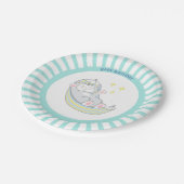 Baby Boy Birthday Kitty Cat on Light Blue & White Pappteller (Schrägansicht)