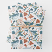 Baby Boy Birthday Shark Thema Party-Muster Geschenkpapier Set (Beispiel)