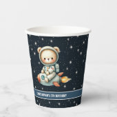 Baby Boy Birthday Teddy Bear Astronaut Party Pappbecher (Vorderseite)