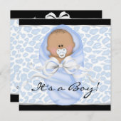 Baby Boy Black Leopard Baby Dusche Einladung (Vorne/Hinten)