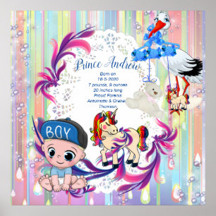 Baby Boy Blasen & Einhörner Poster