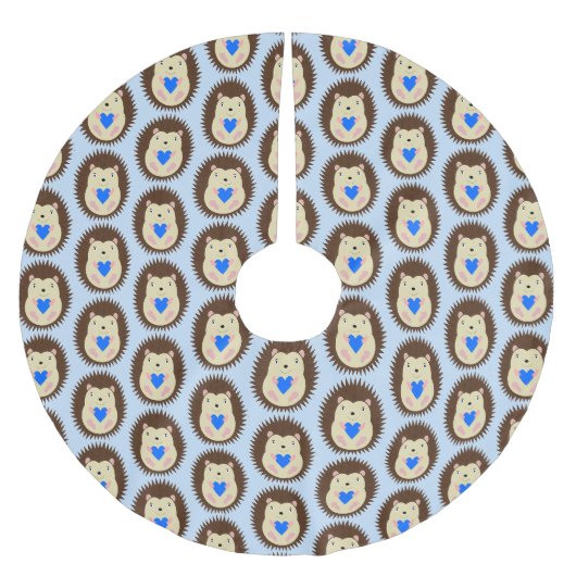 Baby Boy Blaues Herz Igel Muster Polyester Weihnachtsbaumdecke (Vorderseite)