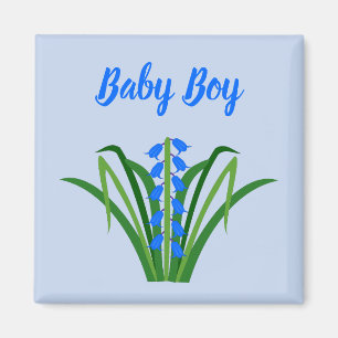 Baby Boy Blauglocken Blumen Frühling Benutzerdefin Magnet