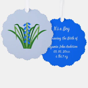 Baby Boy Blauglocken Blumen Frühling Maßanfertigun Ornament Karte