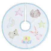 Baby Boy Blocks Bear Rabbit Tiere Weihnachten Polyester Weihnachtsbaumdecke (Vorderseite)
