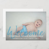 Baby Boy Blue 2 Foto Begrüßung der Geburt Einladung (Vorne/Hinten)