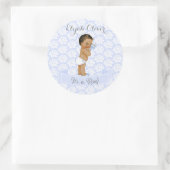 Baby Boy Blue African American Latino Ethnic Runder Aufkleber (Tasche)