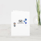 Baby Boy & Blue Balloons Baby Dusche Grußkarte Einladung (Rückseite)