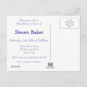 Baby Boy & Blue Balloons - Babydusche Postkarte (Rückseite)