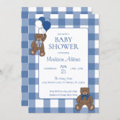 Baby Boy Blue Bearly Teddy Bears Baby Shower Einladung (Vorne/Hinten)