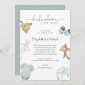 Baby Boy Blue Boho Kinderdusche per Mail Einladung (Vorne/Hinten)