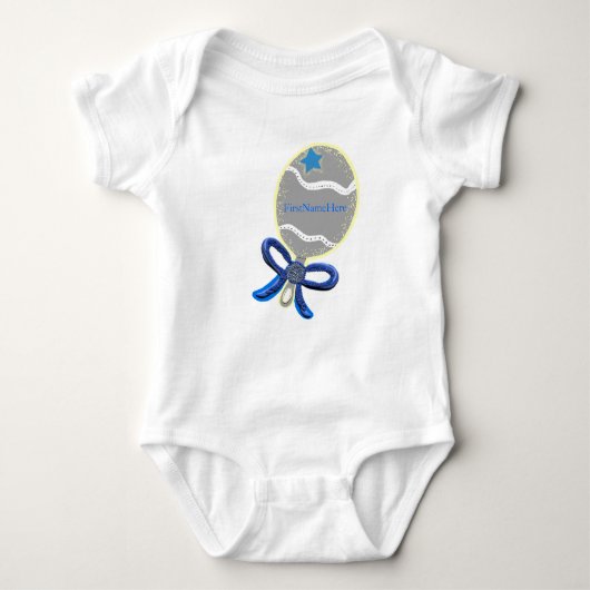 Baby Boy Blue Bow Rattle T - Shirt - CUSTOMIZE Nam (Vorderseite)