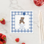 Baby Boy Blue Buffalo Check Teddy Bear Baby Shower Serviette (Beispiel)