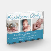 Baby Boy Blue Collage Niedlich Cursive Script Fotoblock (Links)
