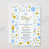 Baby Boy Blue Confetti Baby Dusche Einladung (Vorderseite)