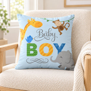 Baby Boy Blue Dschungeltiere Kinderzimmer Kissen