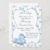 Baby Boy Blue Duck Duckdusche Einladung (Vorne/Hinten)