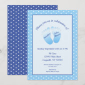 Baby Boy Blue Feet Babydusche Polka Dot Einladung (Vorne/Hinten)