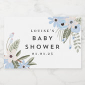 Baby Boy Blue Floral Baby Dusche Mini Flasche Etik Schaumweinetikett (Einzelnes Label)