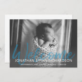 Baby Boy Blue Foto Begrüßung der Geburt Einladung (Vorne/Hinten)