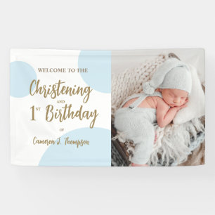 Baby Boy Blue Foto Christening und 1. Geburtstag Banner