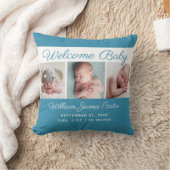 Baby Boy Blue Foto Collage Niedliche Neugeborene K Kissen (Decke)