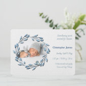 Baby Boy Blue Foto Geburtserklärung Ankündigung (Stehend Vorderseite)