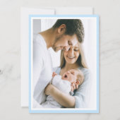 Baby Boy Blue Foto Geburtshinweis Monogram Ankündigung (Rückseite)