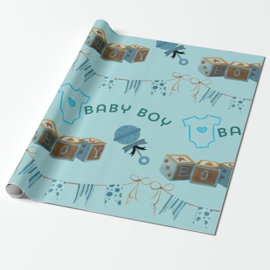Baby Boy Blue Geschenkpapier (Ungerollt)
