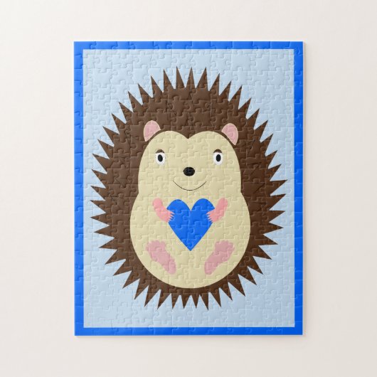 Baby Boy Blue Heart Igel Puzzle (Vertikal)