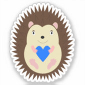 Baby Boy Blue Herz Igel Aufkleber (Vorderseite)