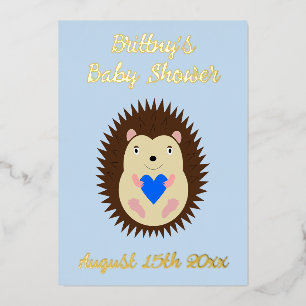 Baby Boy Blue Herz Igel Baby-Party Folieneinladung