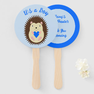 Baby Boy Blue Herz Igel Baby Shower Fächer