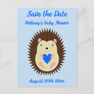 Baby Boy Blue Herz Igel Baby Shower Postkarte