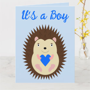 Baby Boy Blue Herz Igel Benutzerdefiniert Karte