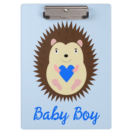Baby Boy Blue Herz Igel Benutzerdefiniert Klemmbrett (Vorderseite)
