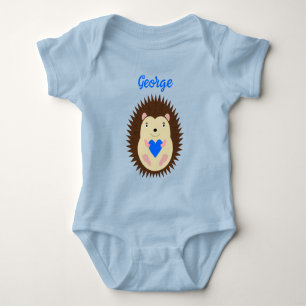 Baby Boy Blue Herz Igel Benutzerdefinierter Name Strampler