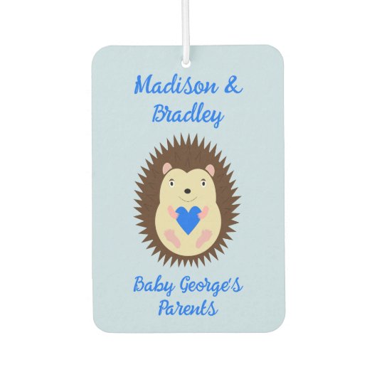 Baby Boy Blue Herz Igel Custom Autolufterfrischer (Vorderseite)