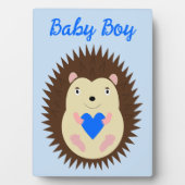 Baby Boy Blue Herz Igel Custom Fotoplatte (Vorderseite)
