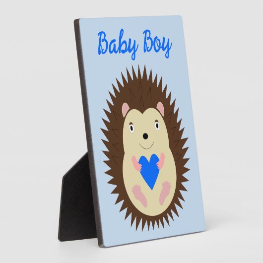 Baby Boy Blue Herz Igel Custom Fotoplatte (Seite)