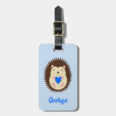Baby Boy Blue Herz Igel Custom Gepäckanhänger (Vorderseite vertikal)
