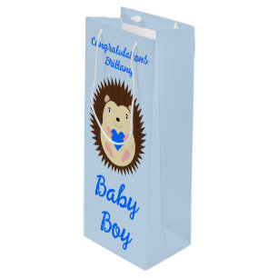 Baby Boy Blue Herz Igel Custom Geschenktüte Für Weinflaschen