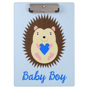 Baby Boy Blue Herz Igel Custom Klemmbrett