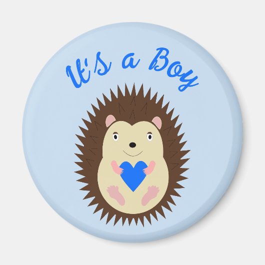 Baby Boy Blue Herz Igel Custom Magnet (Vorne)