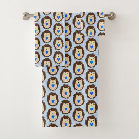 Baby Boy Blue Herz Igel Gemustert Badhandtuch Set (Insitu)
