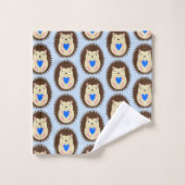 Baby Boy Blue Herz Igel Gemustert Badhandtuch Set (Waschlappen)